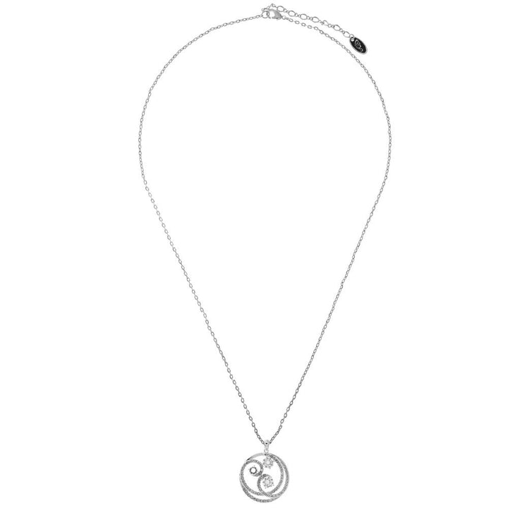 18K White Gold Plated Necklace with Entangled Swirl Design with a 16" Extendable Chain and fine Crystals by Matashi Image 2