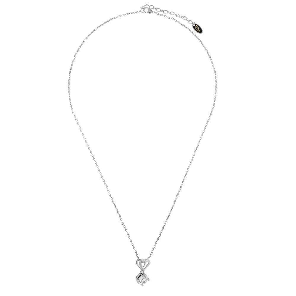 18K White Gold Plated Necklace with Crystal and Heart Design with a 16" Extendable Chain and fine Crystals by Matashi Image 4