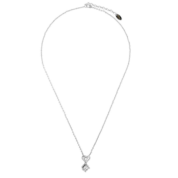 18K White Gold Plated Necklace with Crystal and Heart Design with a 16" Extendable Chain and fine Crystals by Matashi Image 4