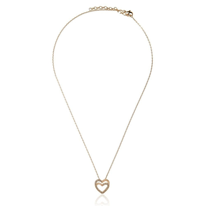 Rose Gold Plated Double Heart Pendant Necklace With Sparkling Clear Crystals By Matashi Image 3