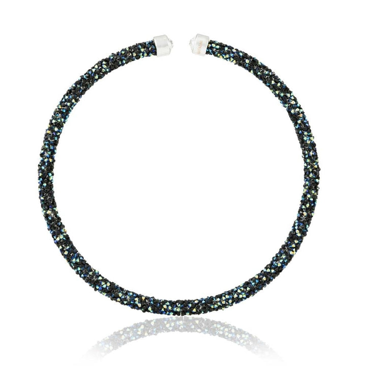 Blue and Black Glittery Crystal Choker Necklace By Matashi Image 2