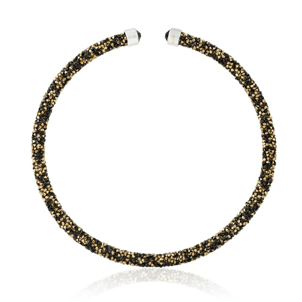 Black and Gold Glittery Crystal Choker Necklace By Matashi Image 2