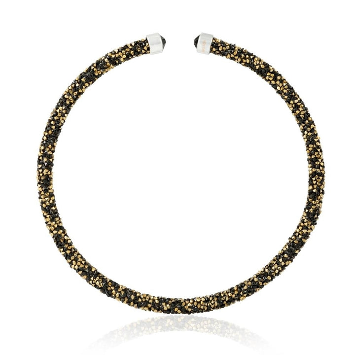 Black and Gold Glittery Crystal Choker Necklace By Matashi Image 2