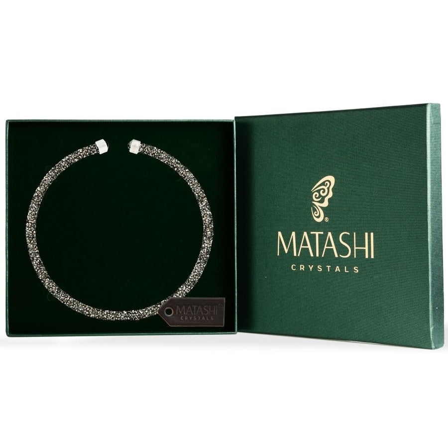 Charcoal Glittery Crystal Choker Necklace By Matashi Image 1