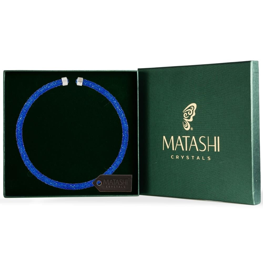 Blue Glittery Crystal Choker Necklace By Matashi Image 1