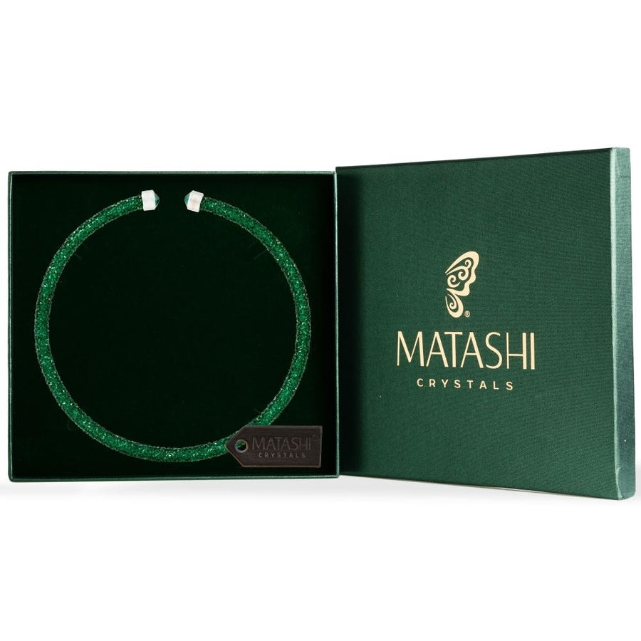 Green Glittery Crystal Choker Necklace By Matashi Image 1