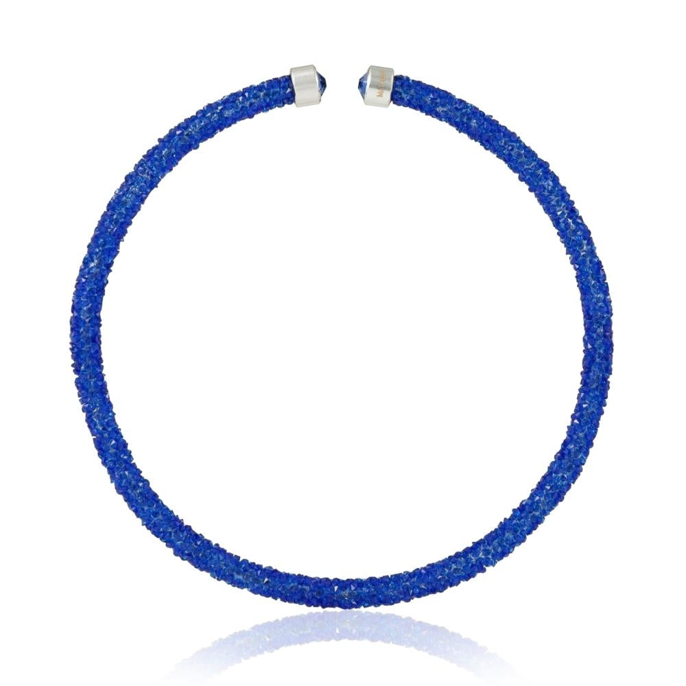 Blue Glittery Crystal Choker Necklace By Matashi Image 2