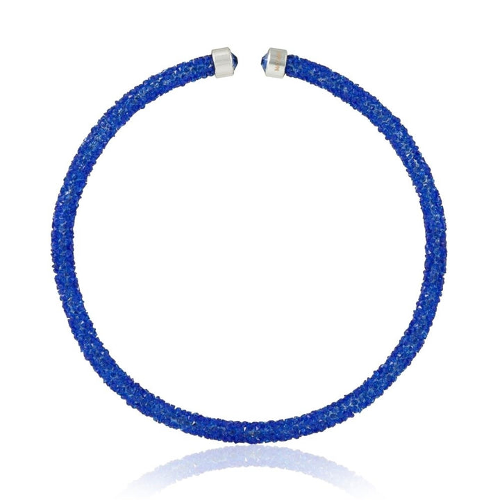 Blue Glittery Crystal Choker Necklace By Matashi Image 2