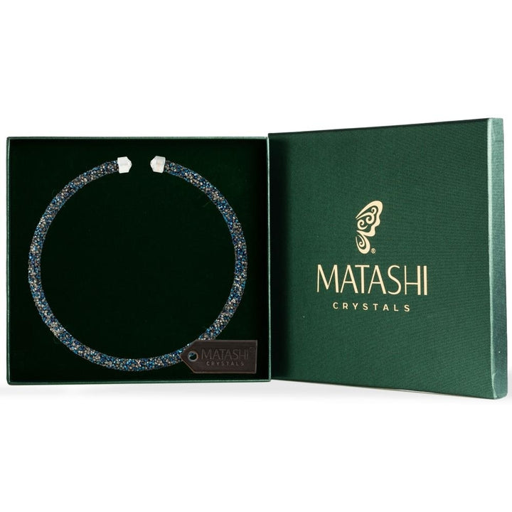 Metallic Blue Glittery Crystal Choker Necklace By Matashi Image 1