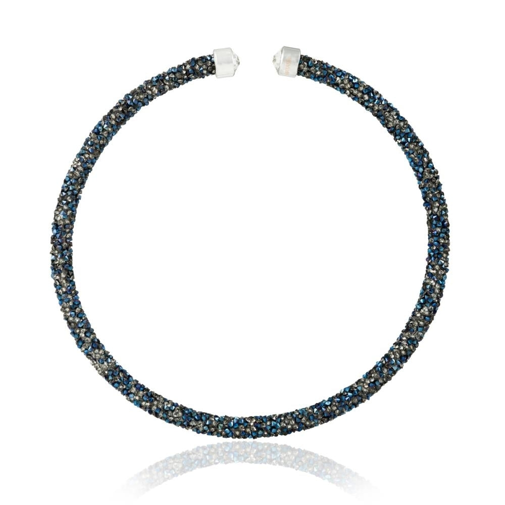 Metallic Blue Glittery Crystal Choker Necklace By Matashi Image 2