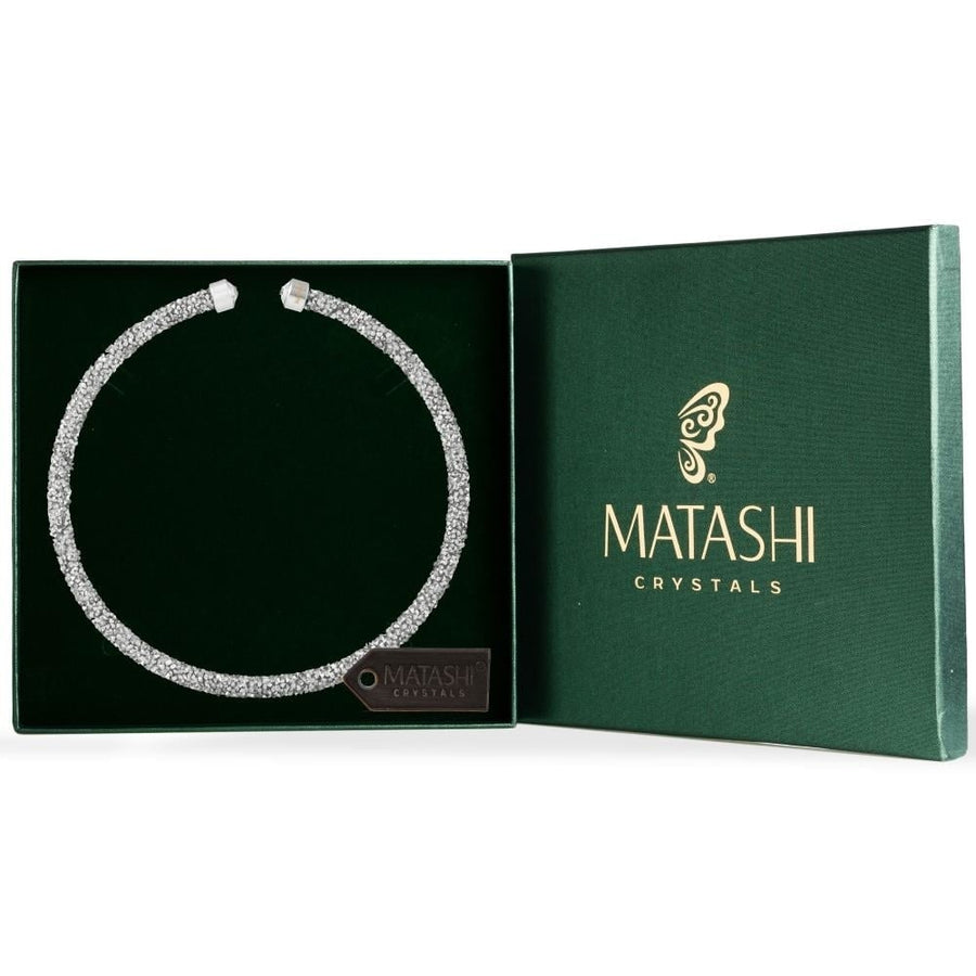 Silver Glittery Crystal Choker Necklace By Matashi Image 1