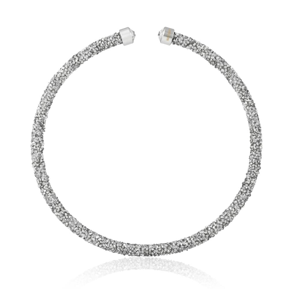 Silver Glittery Crystal Choker Necklace By Matashi Image 2