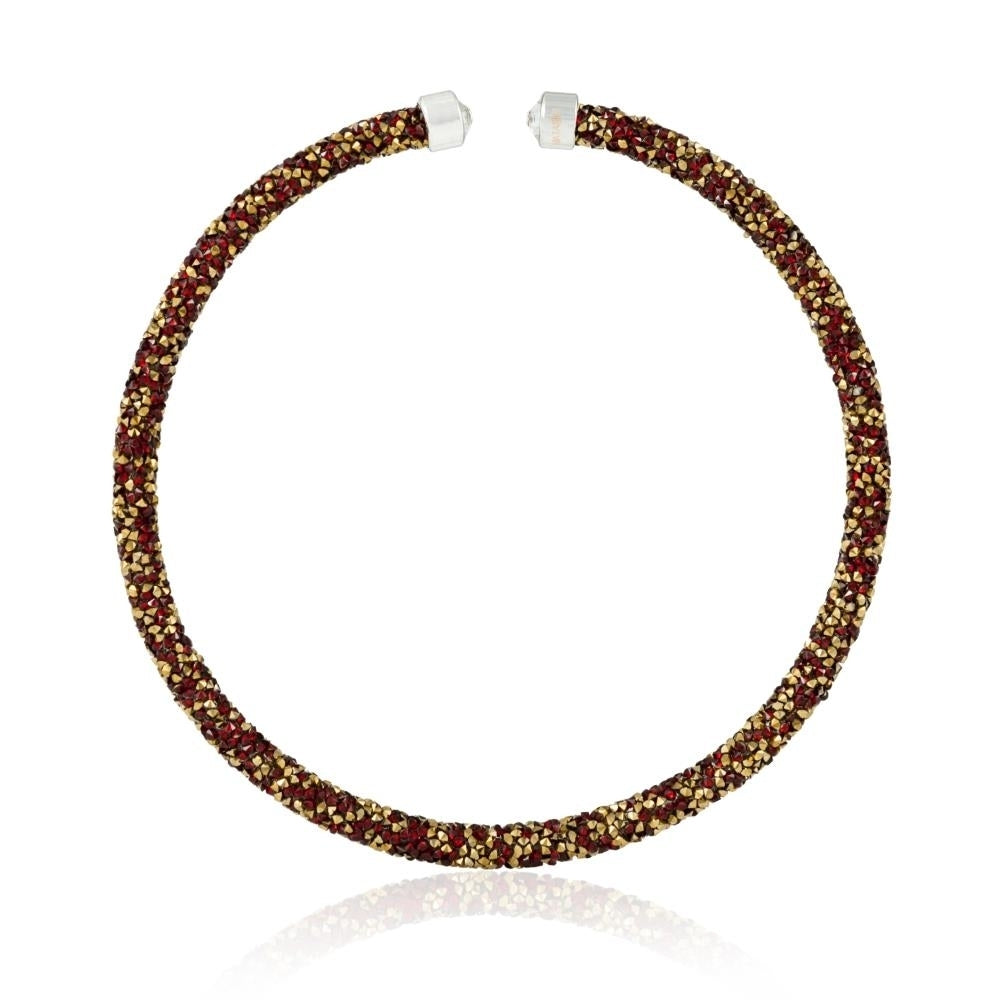 Red and Gold Glittery Crystal Choker Necklace By Matashi Image 2