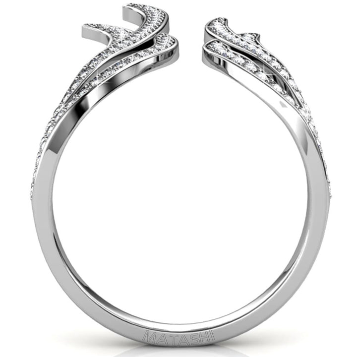 18k White Gold Plated Open Style Ring for Women Size 7 Image 4