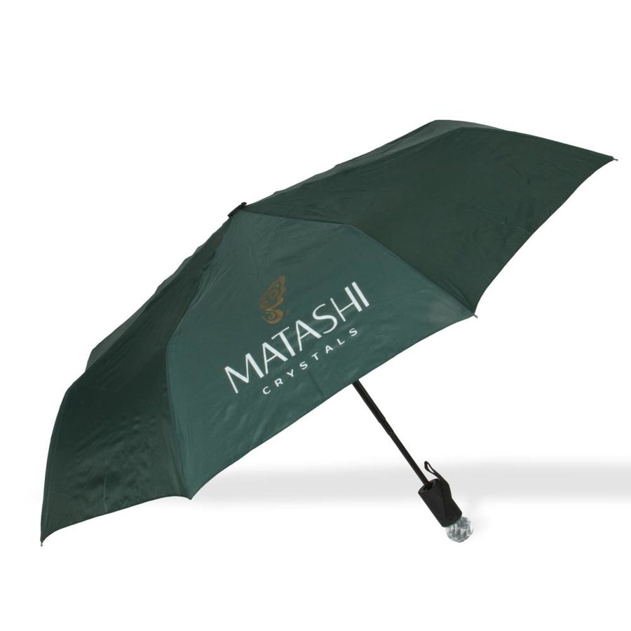 Sturdy and Ergonomic 3 Fold Travel Umbrella with Large Crystal Embedded Handle and Automatic Open and Close by Matashi Image 1