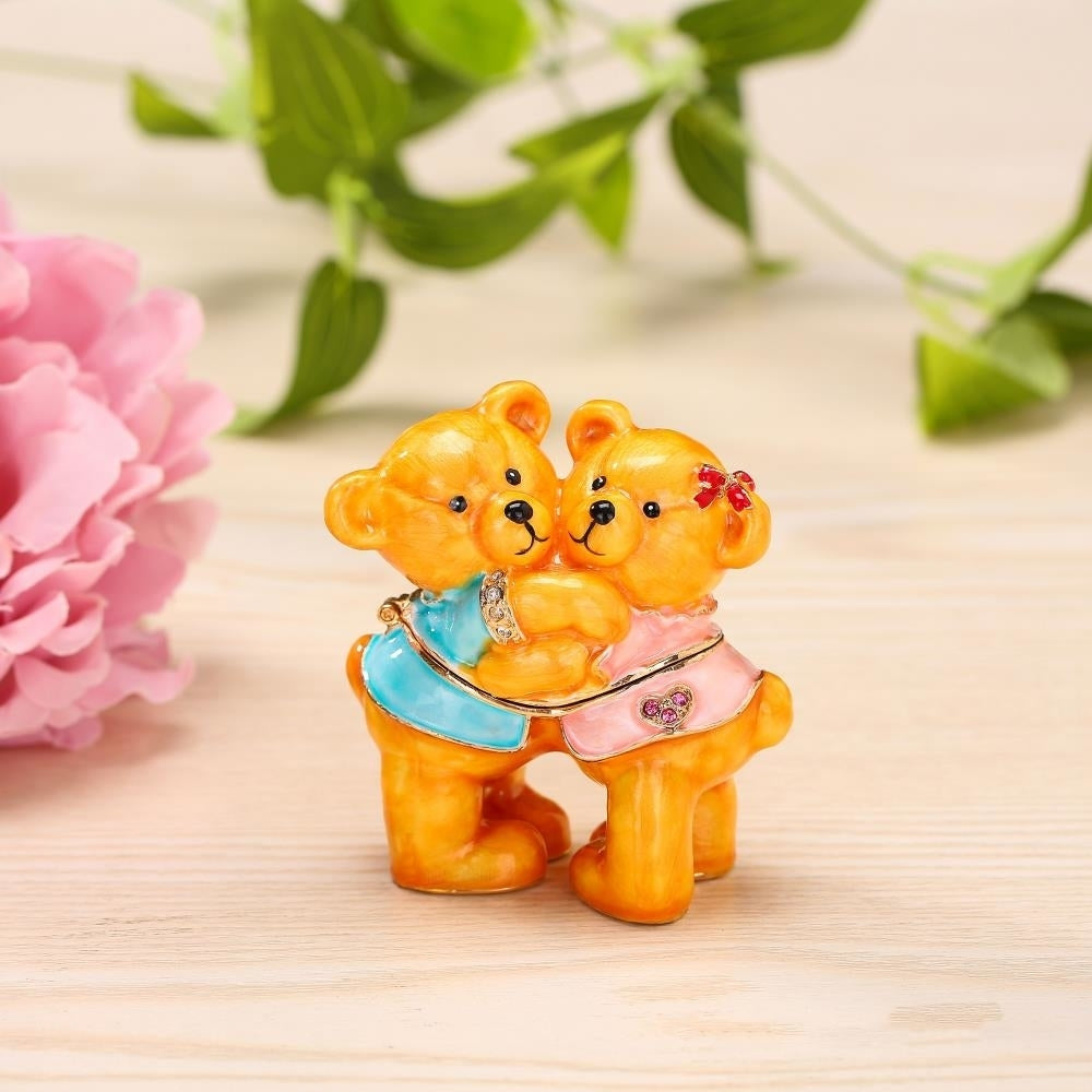 Hand-Painted Best Friends Bears Trinket Box with Beautiful Crystals - Hand-Painted Friendship decor and Jewelry Holder Image 6