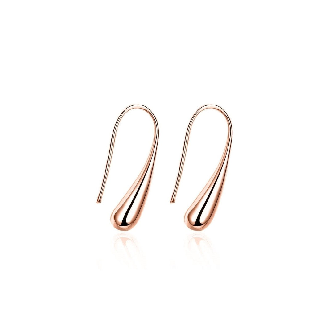 Italian 18K Rose Gold Plated Sterling Silver Waterdrop Earrings Stamped 925 Image 1