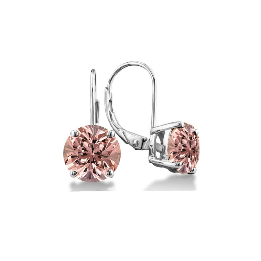 3.00 CTTW Morganite Round Cut Leverback Earrings Sterling Silver Plated Brass Image 1