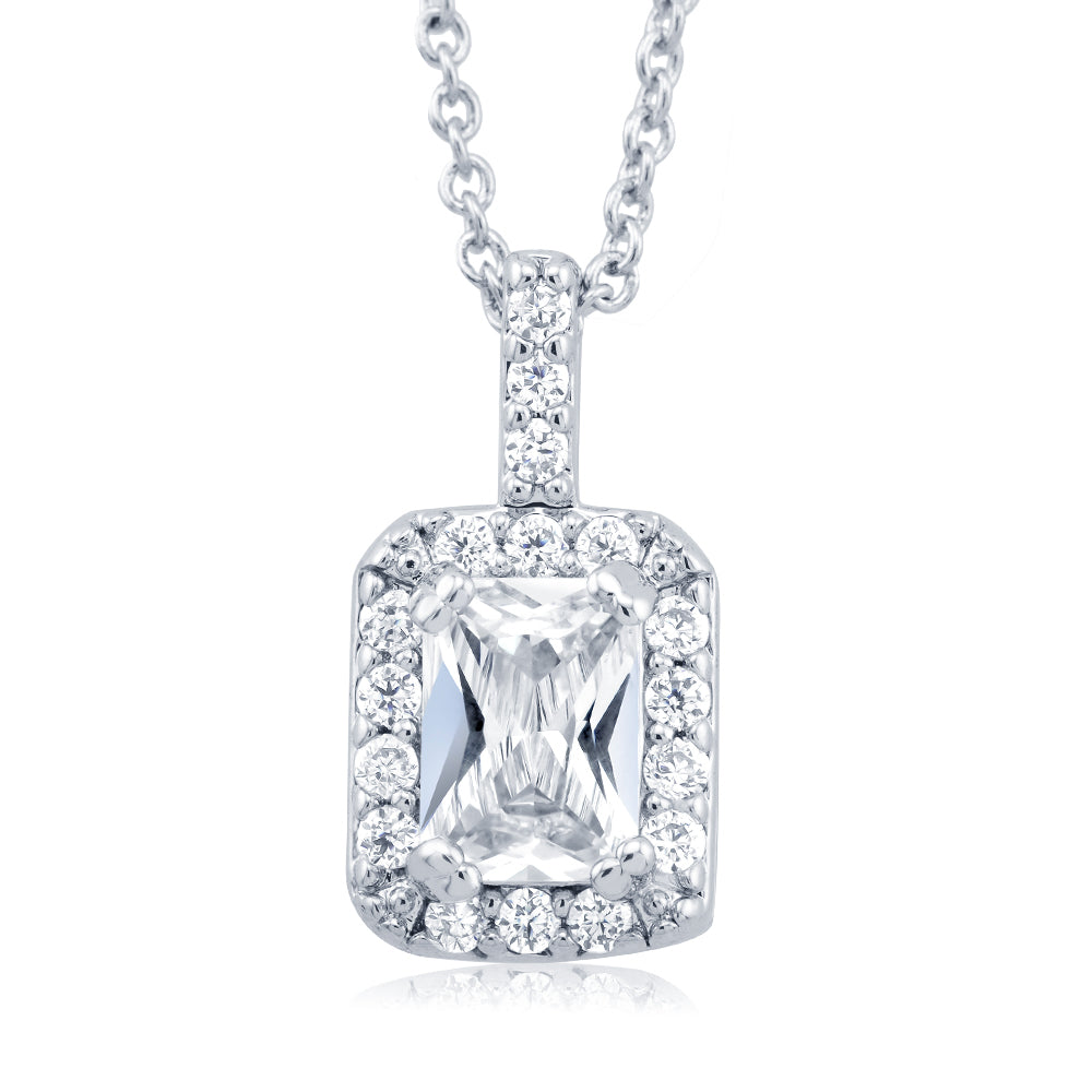 Cubic Zirconia Rectange Drop Necklace Image 1