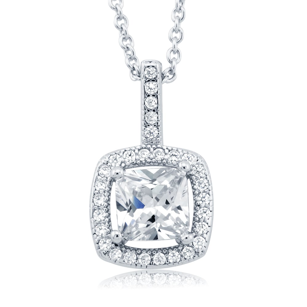 Cubic Zirconia Square Drop necklace Image 1