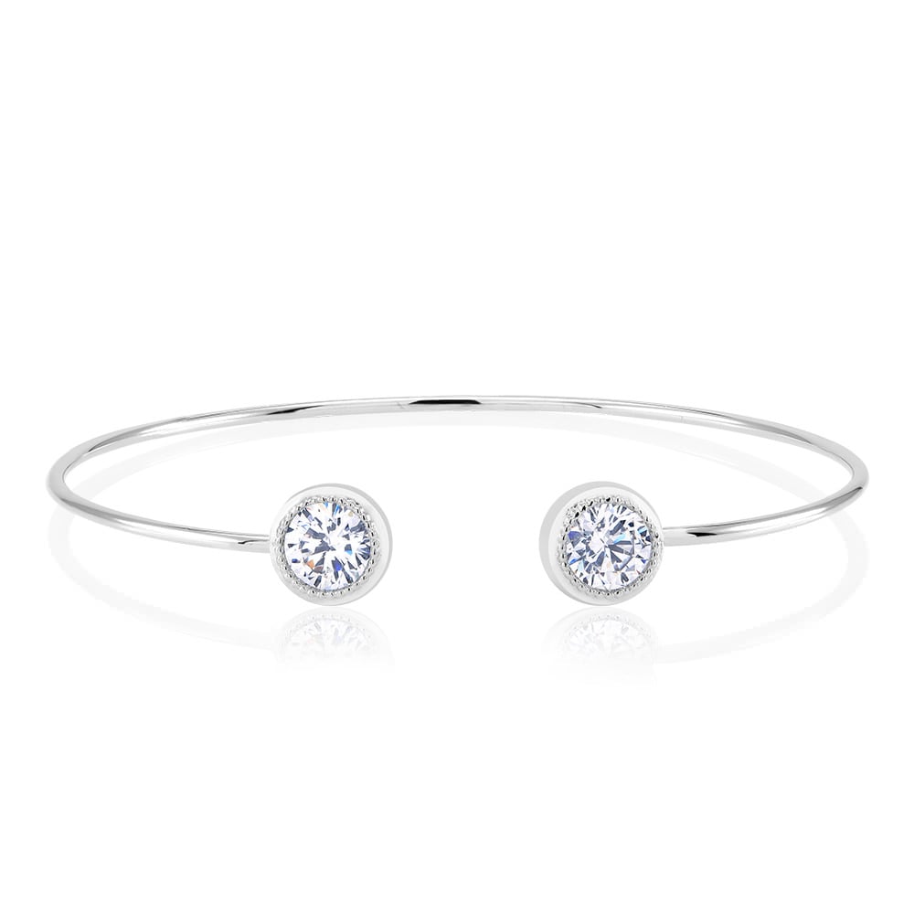 Cubic Zirconia Round cuff Bangle Image 1