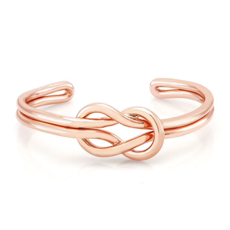 18kt Rose Gold Plated Cuff Knot Bangle Image 1