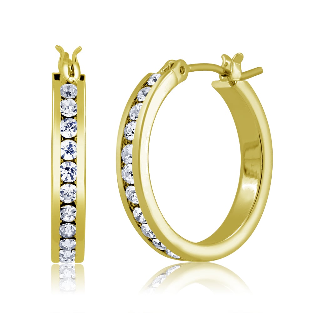 YellowCubic zirconia Round hoop Earrings Image 1