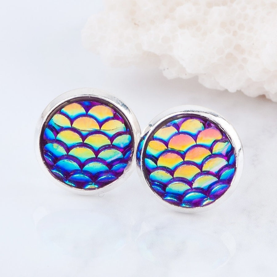 Purple Mermaid Texture Stud Earrings Image 1