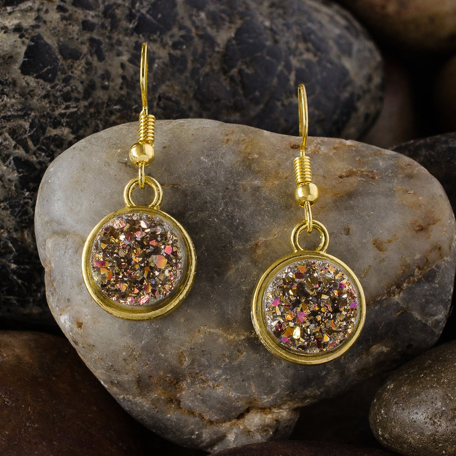 Brown Druzy Drop Earrings Image 1