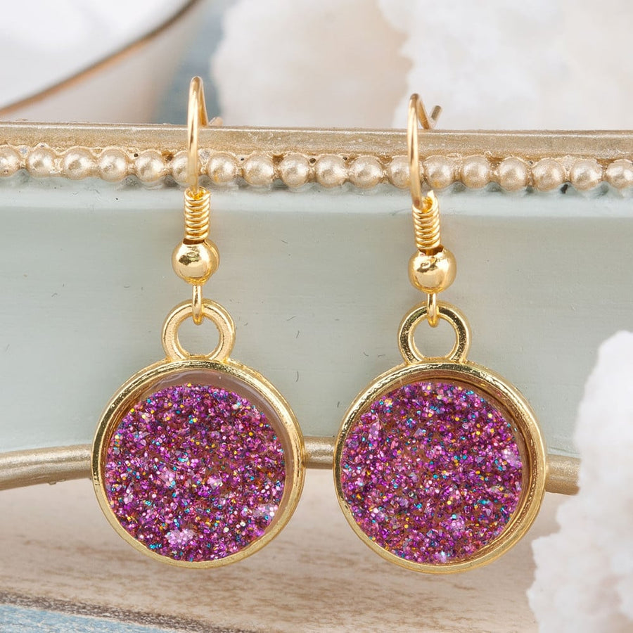 Purple Druzy Drop Earrings Image 1