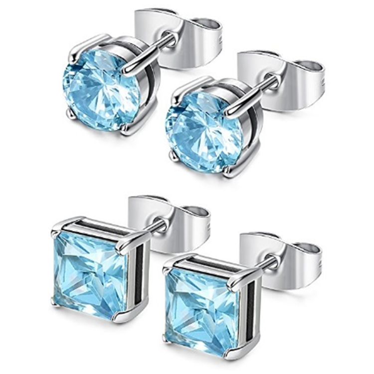 Aqua 2 Pack Cubic zirconia Stud Earrings Image 1