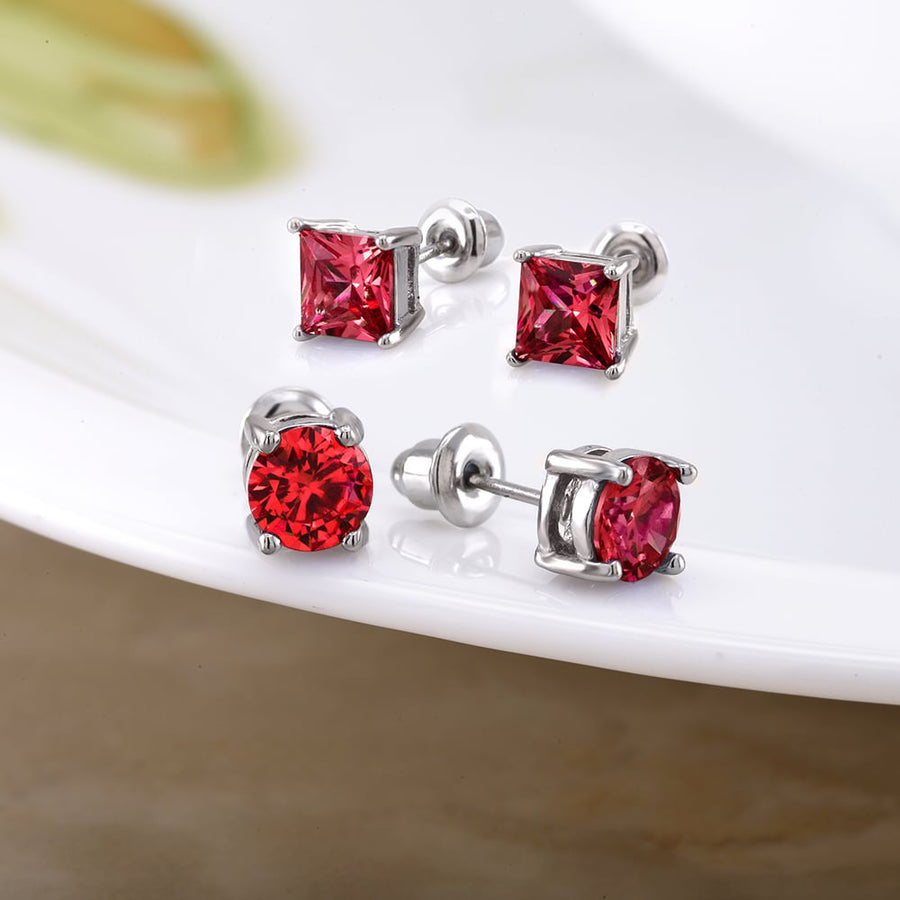 Red 2 Pack Cubic zirconia Stud Earrings Image 1