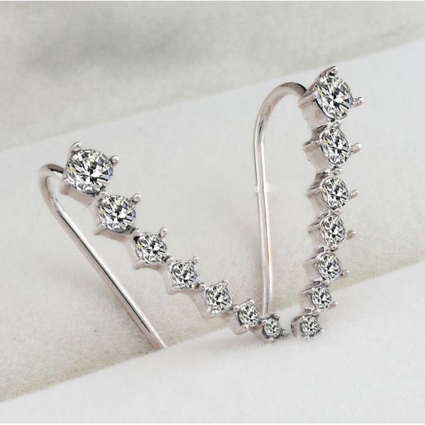 7 Diamond Long Bride Earrings Image 3