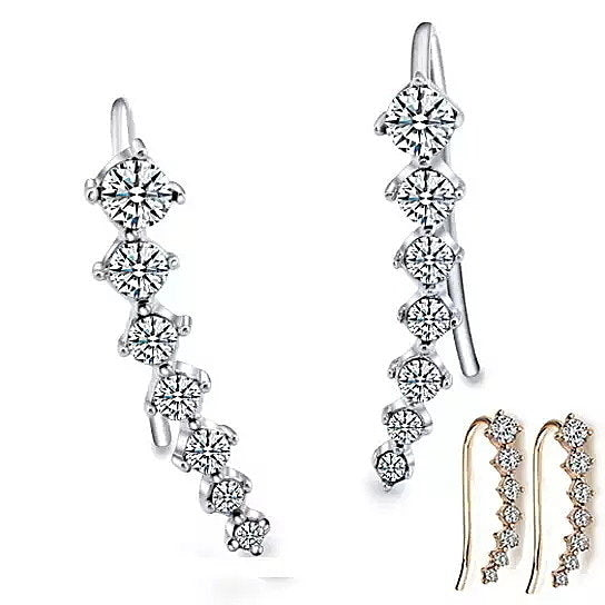 7 Diamond Long Bride Earrings Image 4