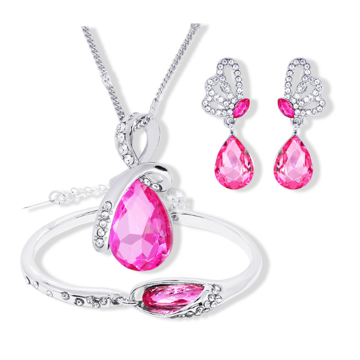 Angel Tears Set Water Drop Necklace + Butterfly Earring + Glass Shoes Bracelet Image 2