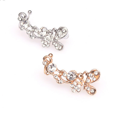 Butterfly Rhinestone Ear Hooks Image 4