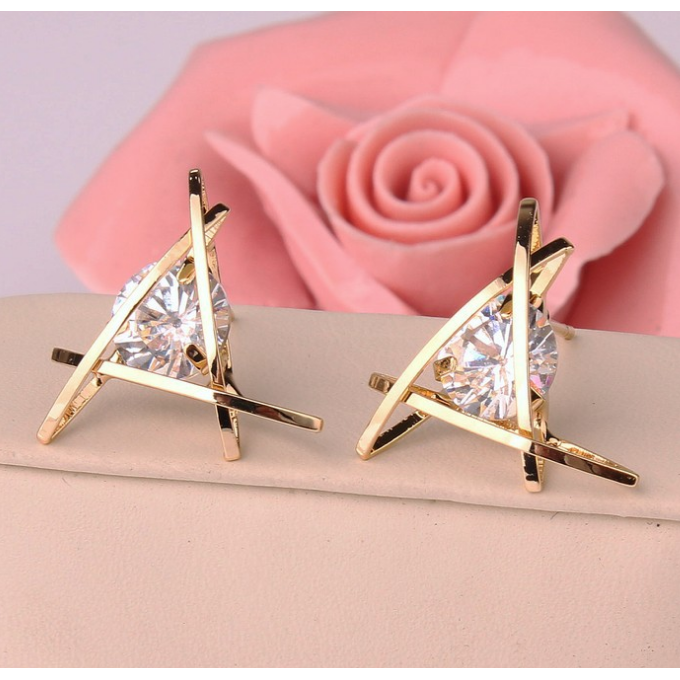 Delicate Triangle Crystal Stud Earrings Image 2