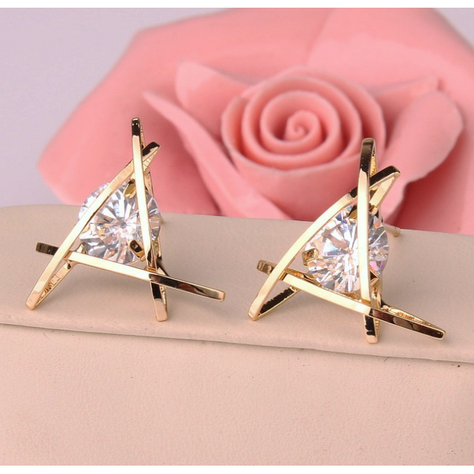 Delicate Triangle Crystal Stud Earrings Image 1