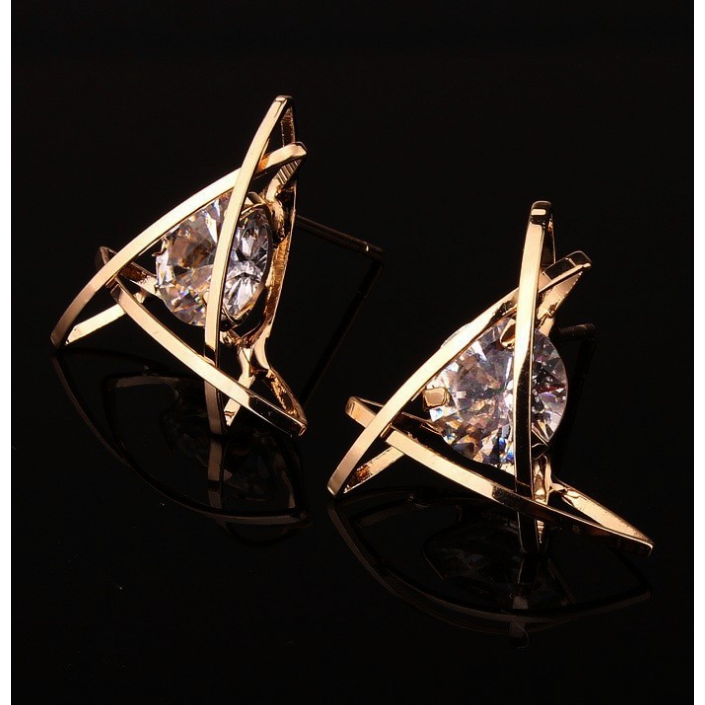 Delicate Triangle Crystal Stud Earrings Image 4