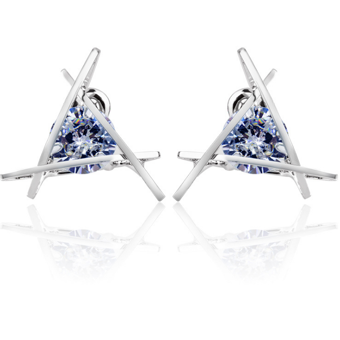 Delicate Triangle Crystal Stud Earrings Image 1