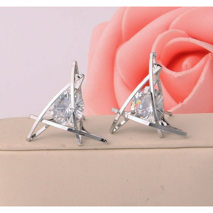 Delicate Triangle Crystal Stud Earrings Image 1