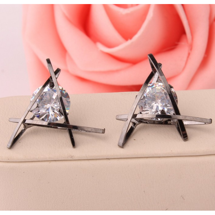 Delicate Triangle Crystal Stud Earrings Image 3