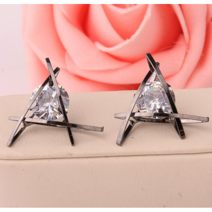 Delicate Triangle Crystal Stud Earrings Image 1