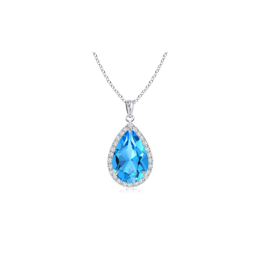 Genuine Blue Topaz Pendant Necklace 4.00 CTTW Sterling Silver 18 Inch Chain Image 1