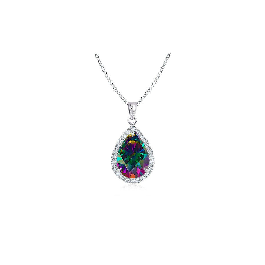 Genuine Mystic Topaz Necklace 4.00 CTTW Sterling Silver 18 Inch Chain 925 Image 1