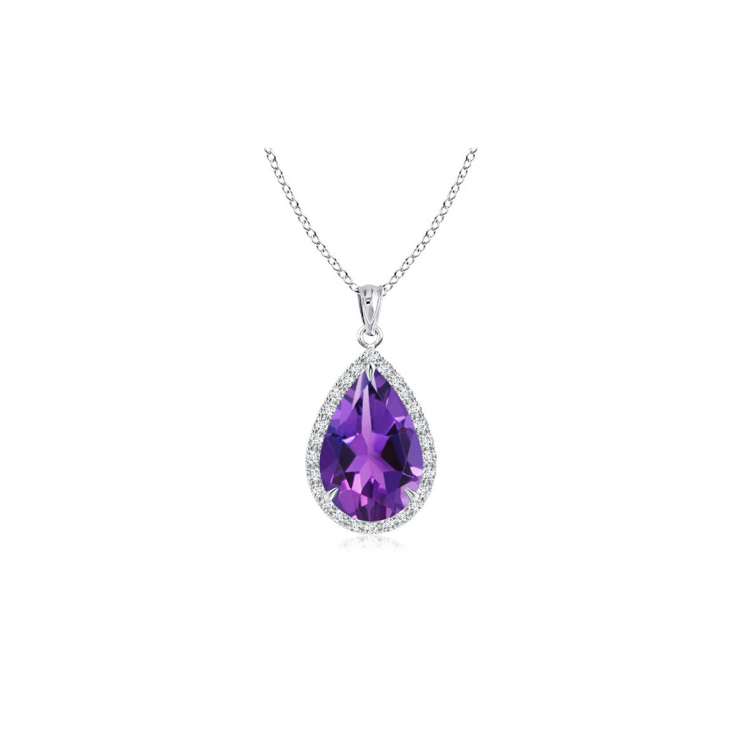 Genuine Amethyst Necklace 4.00 CTTW Solid Sterling Silver 18-inch Chain 925 Image 1