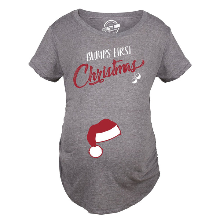 Bumps First Christmas Maternity Shirt Funny Merry Tee For Pregnant Family Image 1