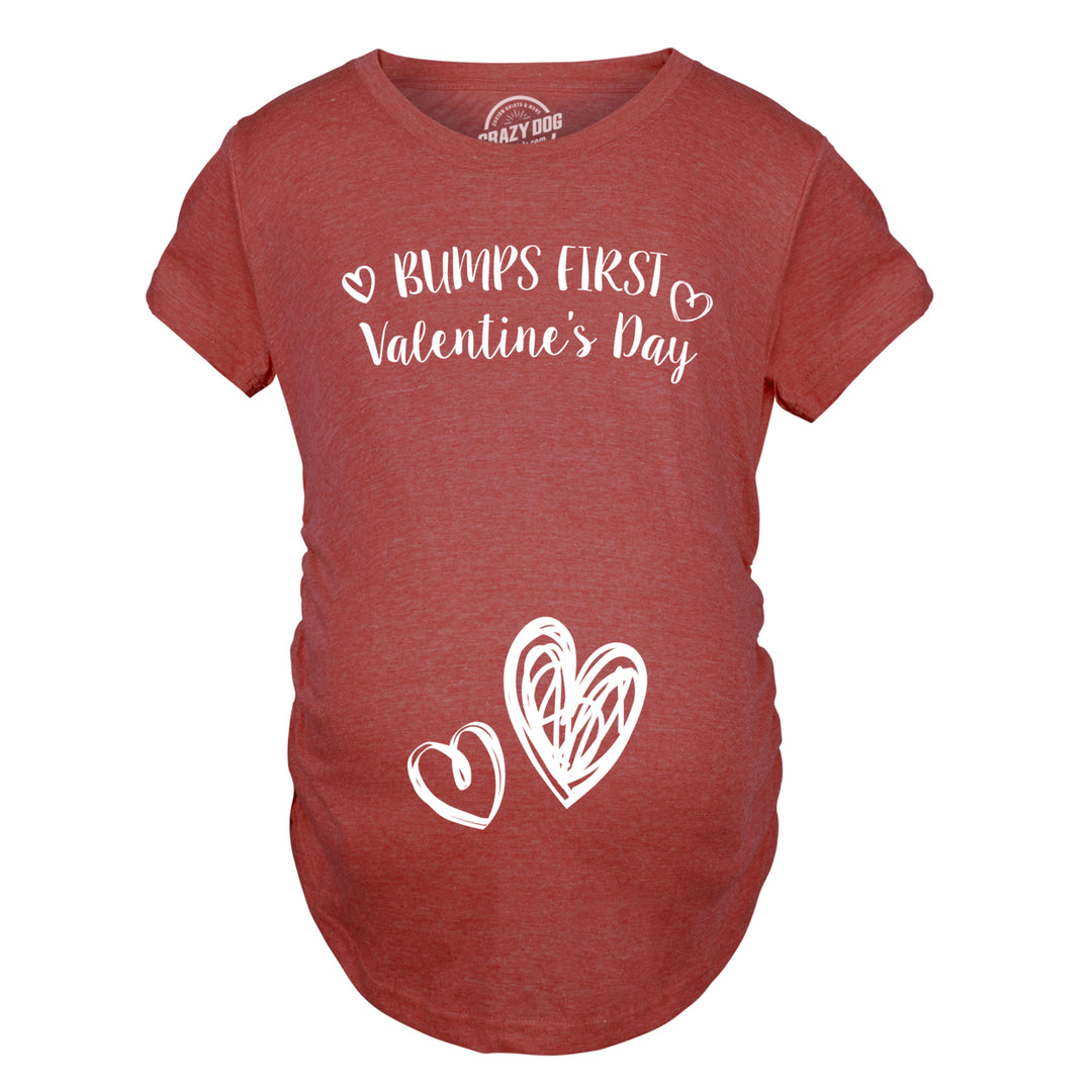 Bumps First Valentines Day Maternity Shirt Cute Announcement Baby Pregnancy Tee Image 2