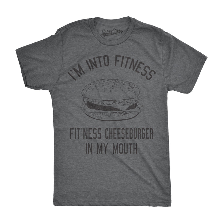 Mens Fitness Cheeseburger In My Mouth Tshirt Funny Junk Food Tee For Guys Image 4