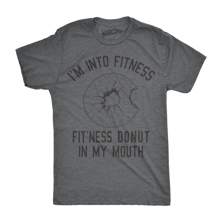 Mens Fitness Donut In My Mouth T shirt Funny Foodie Gift Sarcastic Tee For Guys Image 4